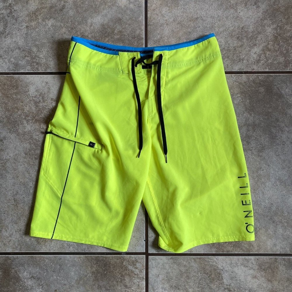 O'Neill Hyperfreak Men’s Board Shorts Swim Trunk Size 28 Neon Yellow NWT
